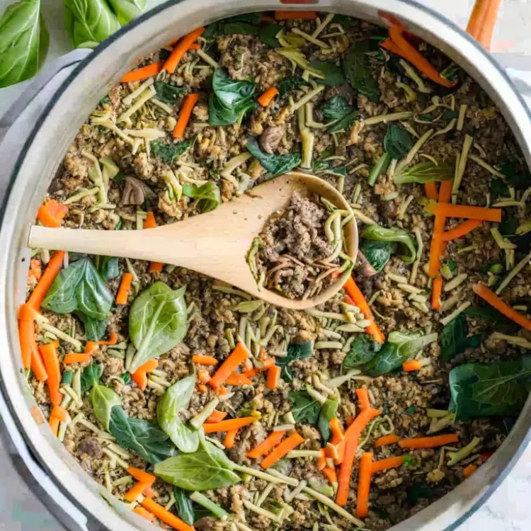 Deliciously Nutritious: A bowl of homemade dog food featuring a balanced mix of ground beef, fluffy rice, and vibrant veggies, providing a wholesome meal that nourishes your furry friend from the inside out.