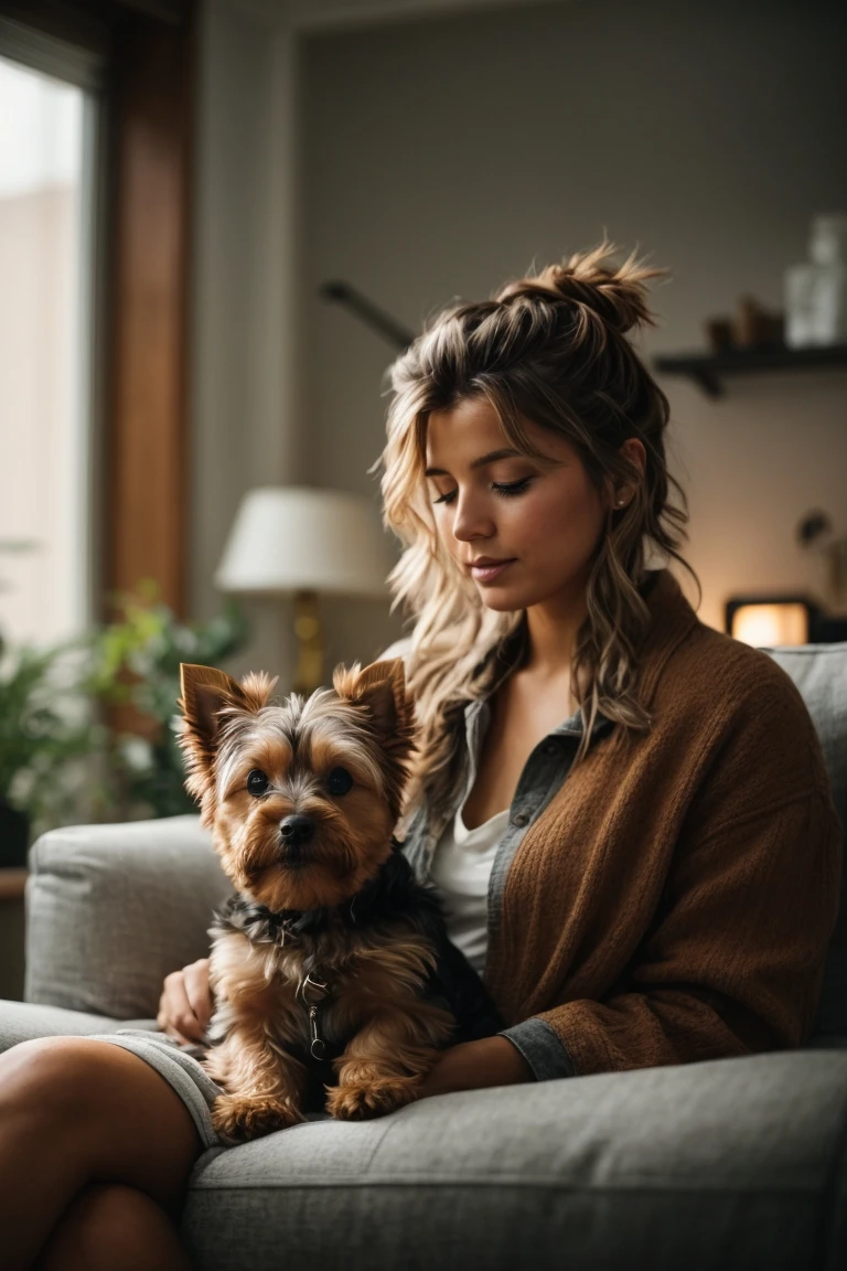 Yorkshire terriers often enjoy being lap dogs despite their spunky personality.