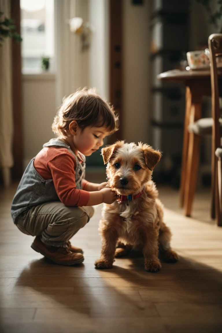 Some terrier breeds have calm temperaments well-suited for families.