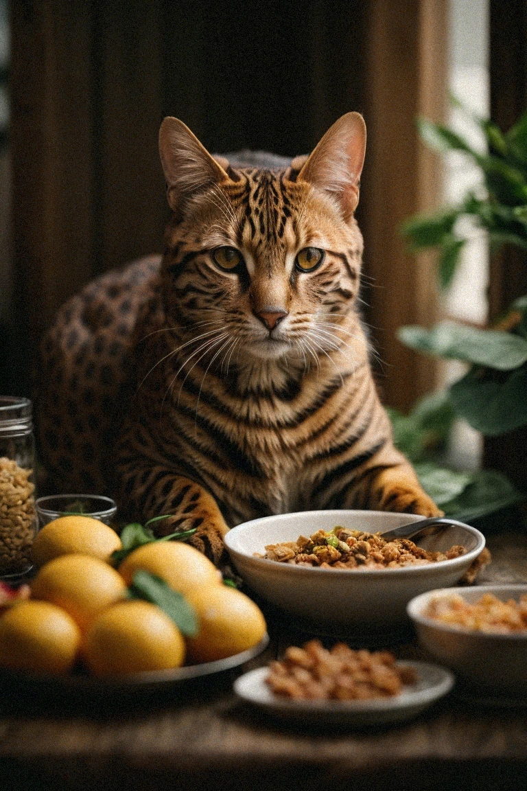 Bengals need a high-protein diet full of meat and fat.