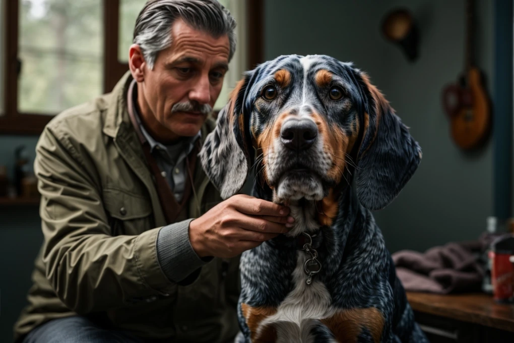 Regular grooming keeps the Bluetick Coonhound's coat and skin healthy.