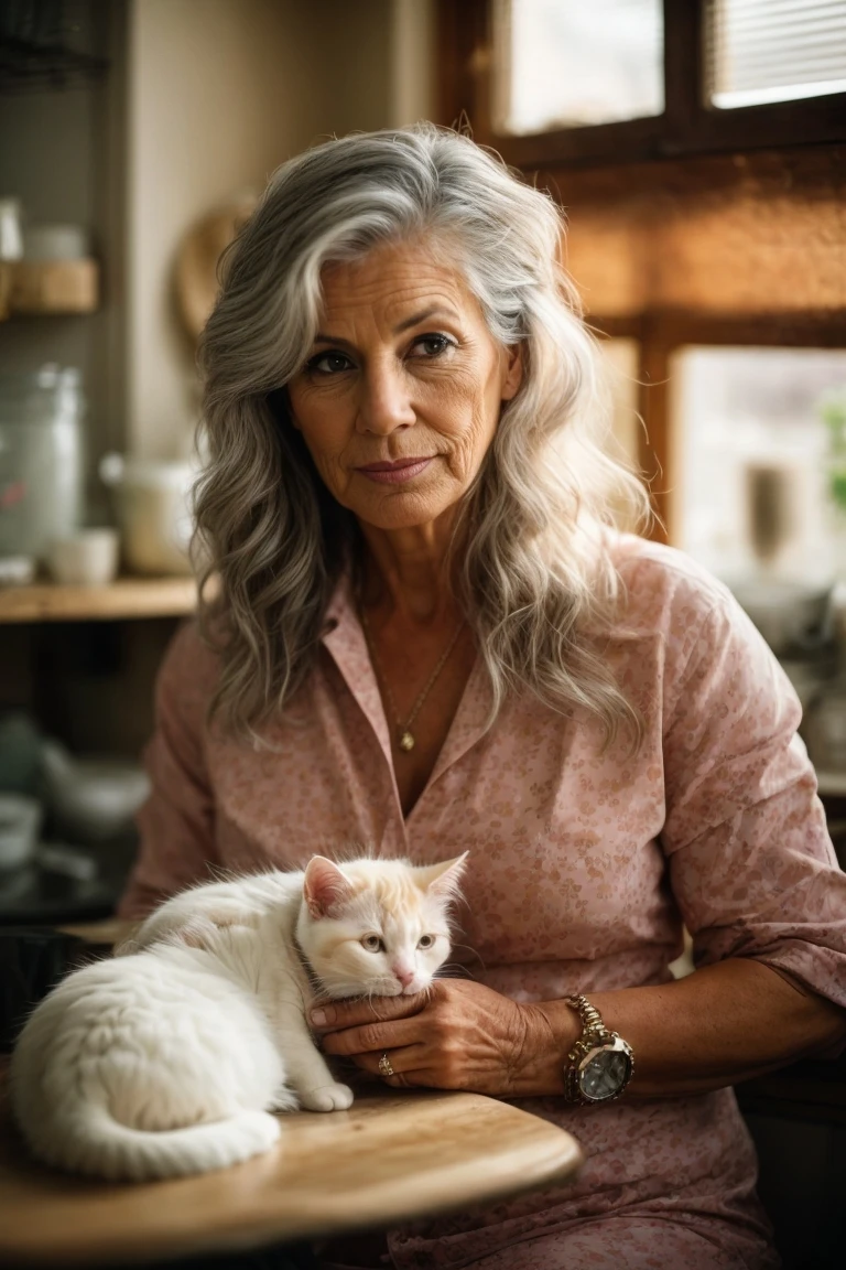 A caring cat breeder ensuring the well-being of the cats and kittens under her care.