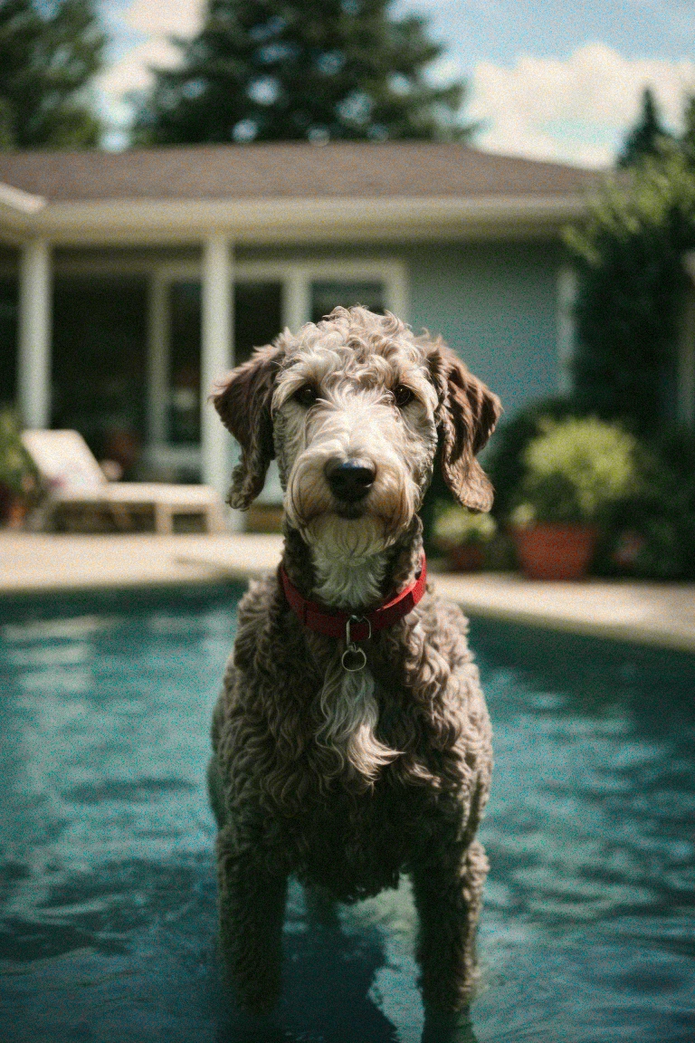 With patience most Bedlington Terriers can learn to enjoy swimming.