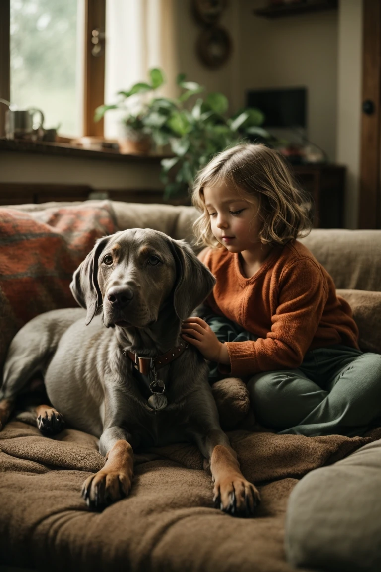 Weimaraner are great family pets, getting along well with children and making ideal companions