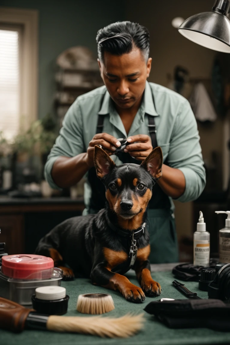 Proper grooming maintains the Miniature Pinscher's sleek, shiny coat.