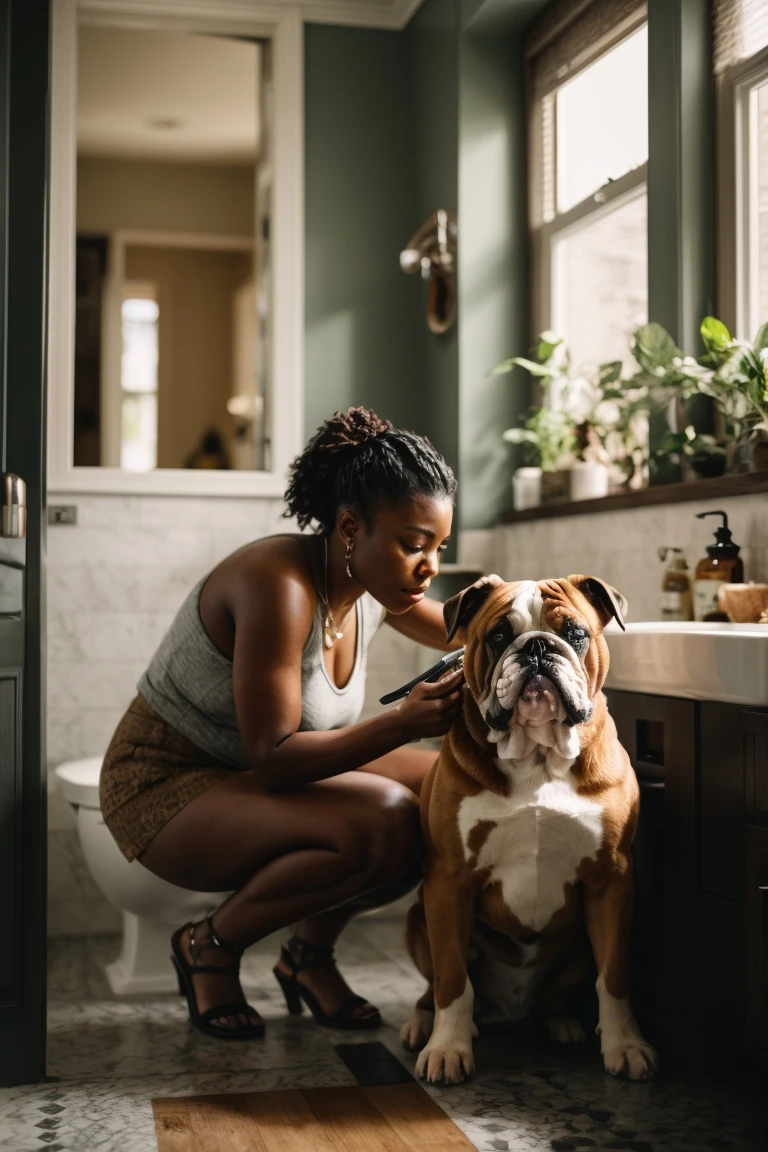 Regular grooming and fold cleaning keeps Olde English Bulldogges clean and healthy.