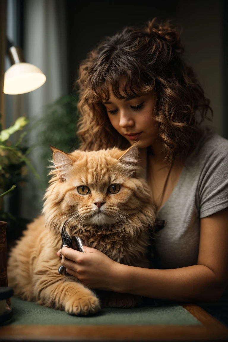 Frequent grooming prevents mats and tangles in the Selkirk Rex's dense curly coat.