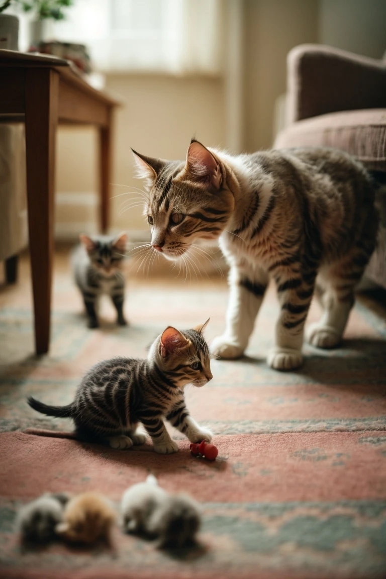 Proper socialization from a young age can help kittens grow up to be friendly and well-adjusted pets. Introducing them to gentle human touch and different environments under the watchful eye of their mother is key to their development.