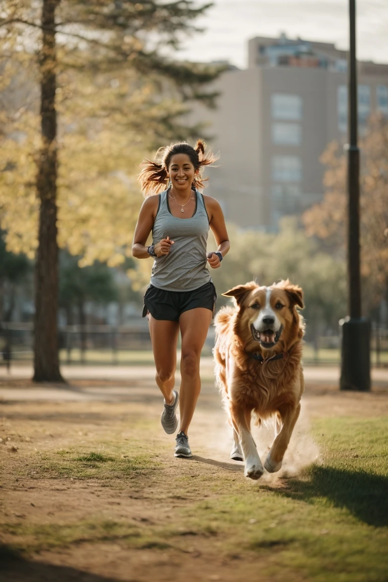 Staying active and healthy together with man's best friend.