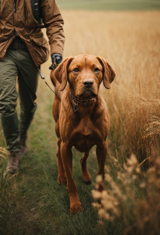 Vizslas can be trained for hunting and field work.