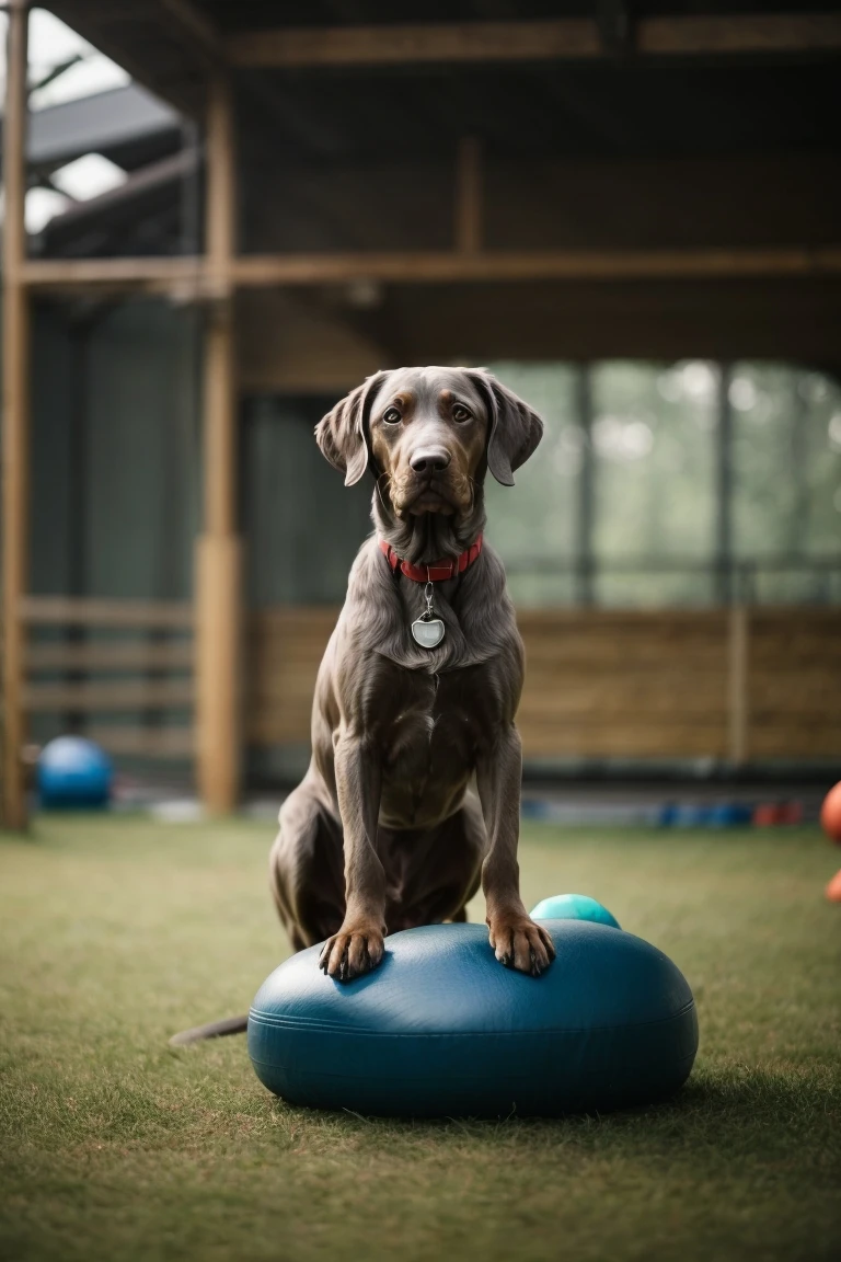 Patience and persistence is key when training the strong-willed Weimaraner.