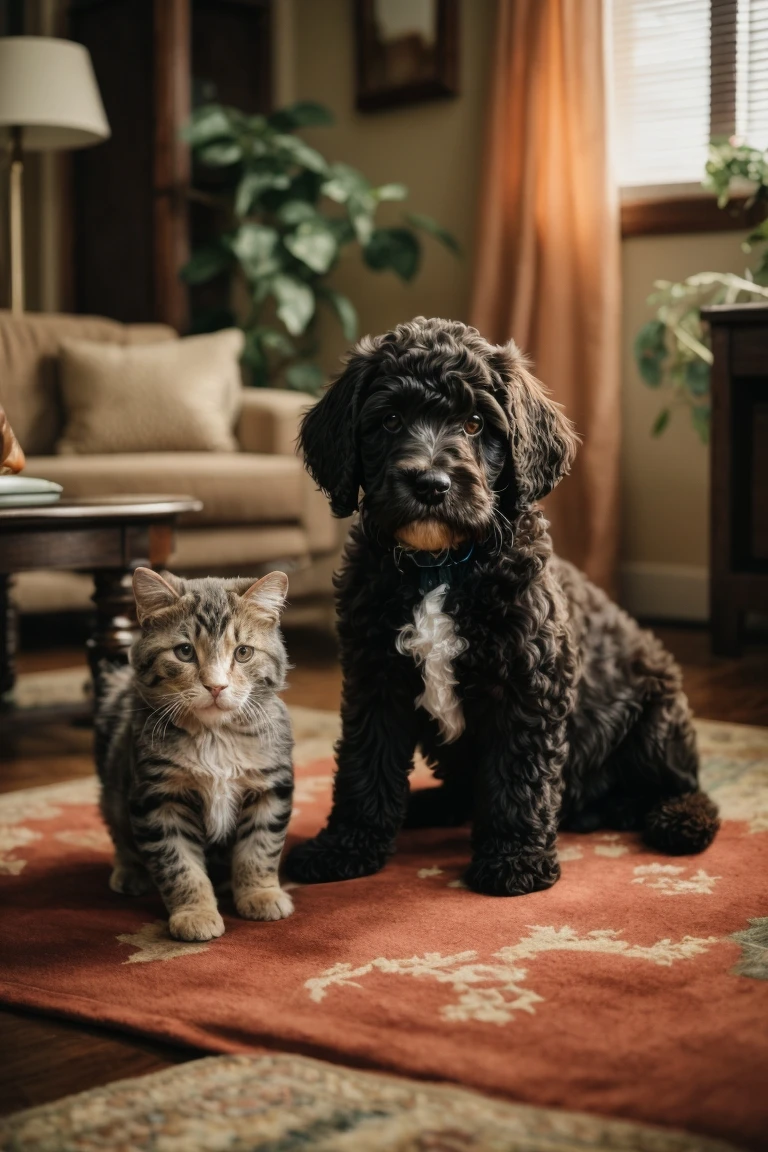 With proper socialization and training, Portuguese Water Dogs can get along very well with cats and other household pets.